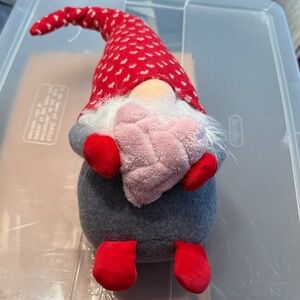 Red and Gray Gnome Plush with Heart